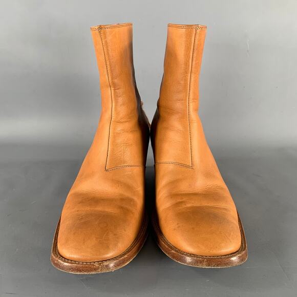 ACNE Size 8 Brown Crackled Leather Ankle Boots main image 7